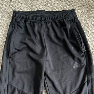 Adidas Black Sweatpants with Elastic Waistband and Tonal Stripes